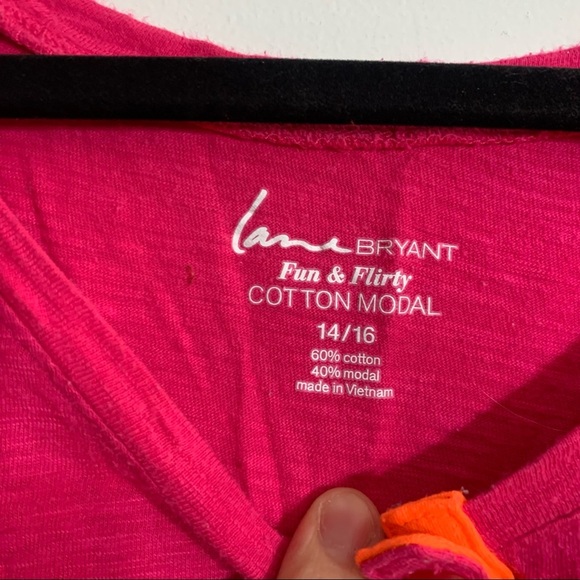 Lane Bryant Pink Women's Tee T-Shirt 3/4 Sleeve Cotton Plus Size - Picture 2 of 5